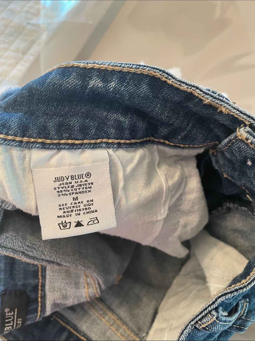 Judy Blue Dark Blue Denim Shorts with White Lace Trim - Picture 11 of 11